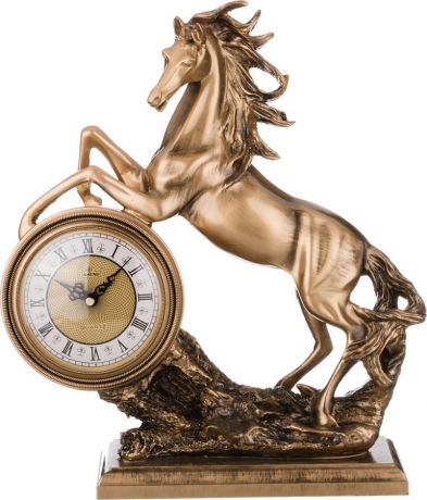 Настольные часы Lefard Лошадь в золотом, кварцевые, 204-118, 37 х 41 х 13,5 см