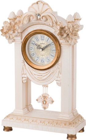 Настольные часы Lefard Белые цветы, кварцевые, 204-124, 45,5 х 26,5 х 12 см