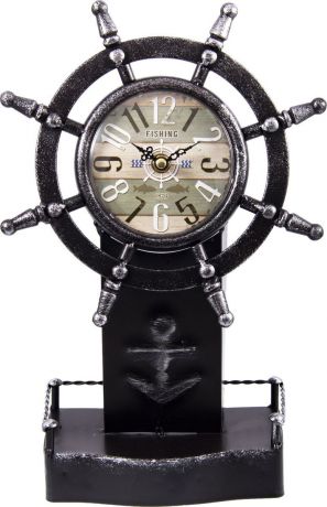 Настольные часы Русские подарки Штурвал, 138629, черный, 34 х 22 см