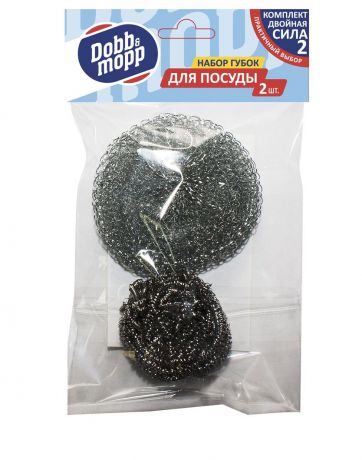 Губка металлическая Dobb&Mopp 2 шт, серый