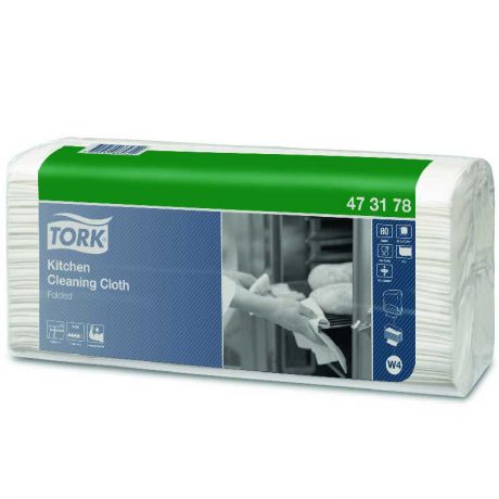Салфетка Tork W4, Premium, нетканый материал для кухни, 80 листов, 1 сл, 473178, белый