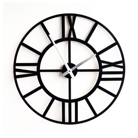 Настенные часы Roomton классические, черные, лофт, 50см, черный