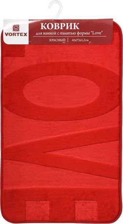 Коврик для ванной Vortex Love, 24120, c памятью формы, красный, 45 х 75 х 1,2 см