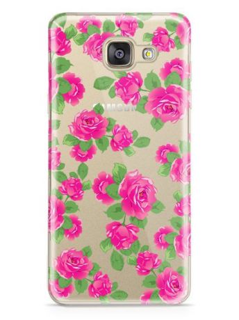 Чехол для сотового телефона With Love. Moscow Art Design "Цветы 5" для Samsung Galaxy A5 (2016), прозрачный, розовый, зеленый