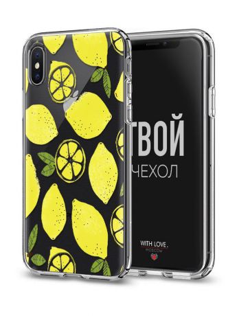Чехол для сотового телефона With love. Moscow Art Design "Лимоны" для Apple iPhone X / XS, желтый, прозрачный