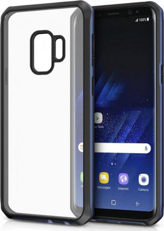 Чехол-накладка Itskins Hybrid Edge для Samsung Galaxy S9, черный, синий, прозрачный