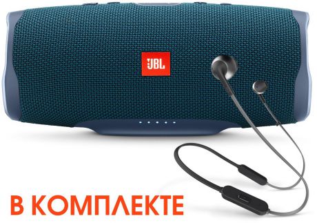 Комплект акустики JBL: активная акустическая система JBLCHARGE4BLU, пользовательские наушники JBLT205BTBLK