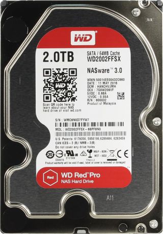 Внутренний жесткий диск WD Red Pro 3.5", 2 ТБ, WD2002FFSX