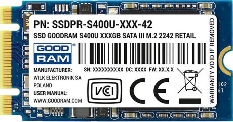 SSD диск GOODRAM S400u M.2 2242, 120 ГБ