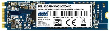 SSD диск GOODRAM S400u M.2 2280, 120 ГБ