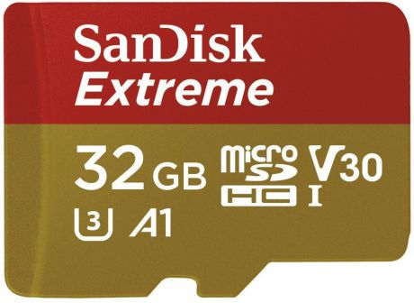 Карта памяти SanDisk MicroSD 32GB Class 10 Extreme UHS-I A1 V30 U3 (100 Mb/s) + SD адаптер