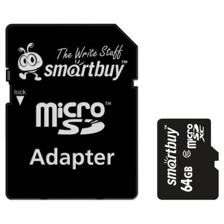 Карта памяти SmartBuy MicroSD 64GB Сlass 10 + SD адаптер