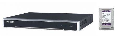 Регистратор HIKVISION IP-видеорегистратор DS-7616NI-K2 со встроенным жестким диском WD Purple 1 ТБ WD10PURZ, черный