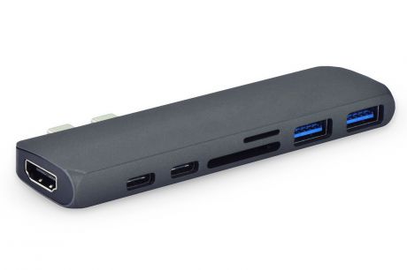 USB-концентратор Gurdini HUB 7 ports для Macbook Type-C to HDMI/USB/Card reader, черно-серый