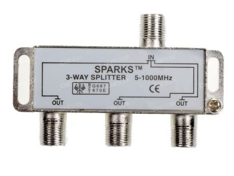 Разветвитель sparks (сплиттер) на 3 направления 5-1000 мгц, серебристый