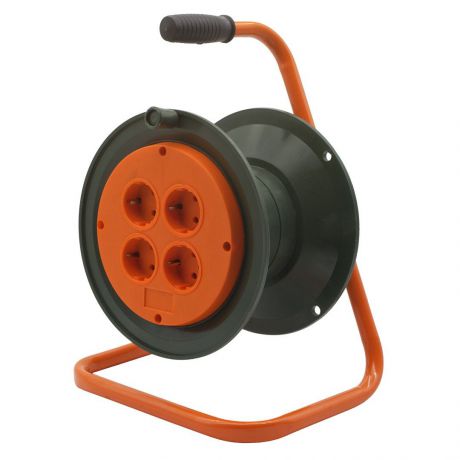 Удлинитель Glanzen пластиковая катушка для удлинителя, EK-00-210 Ф210мм, оранжевый, черный
