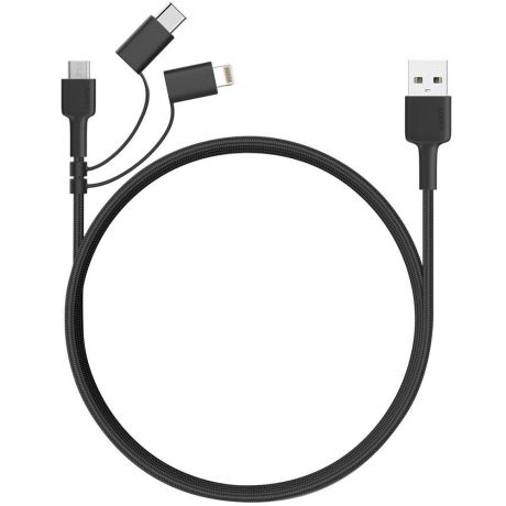 Адаптер-переходник Aukey CB-BAL5 USB to Lightning/USB-C/MicroUSB 1.2m, черный