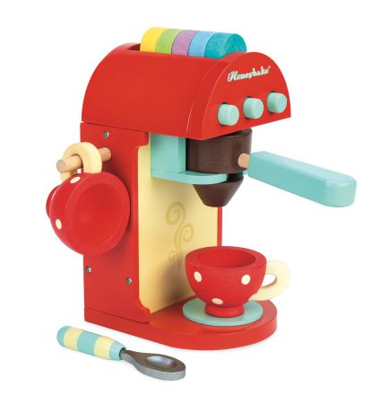 Сюжетно-ролевые игрушки Le Toy Van Кофеварка с чашками и капсулами красный