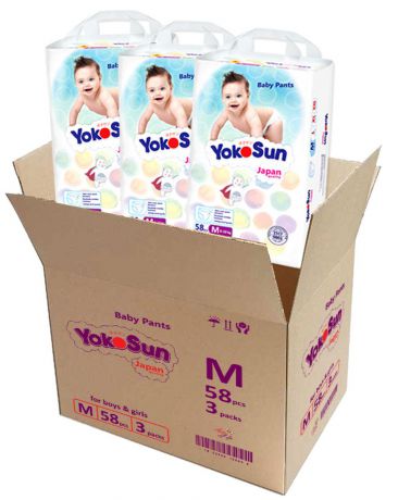 YokoSun Подгузники-трусики M (6-10 кг) 58 шт 3 упаковки