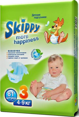 Skippy Подгузники детские More Happiness 4-9 кг 81 шт