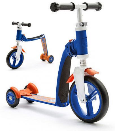 Самокат-беговел трансформер трехколесный Scoot&Ride Highway Baby Plus, цвет: синий, оранжевый
