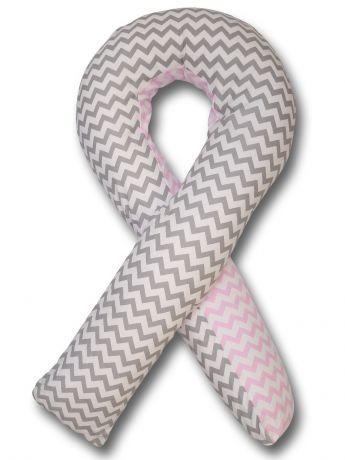 Чехол для подушки для беременных Body Pillow форма U зигзаг комби, серый, розовый