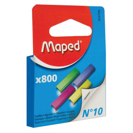 Скобы для степлера MAPED (Франция) № 10, 800 шт., цветные, в картонной коробке, до 20 листов