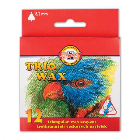 Мелки KOH-I-NOOR Восковые "Trio Wax", 12 цветов, трехгранные