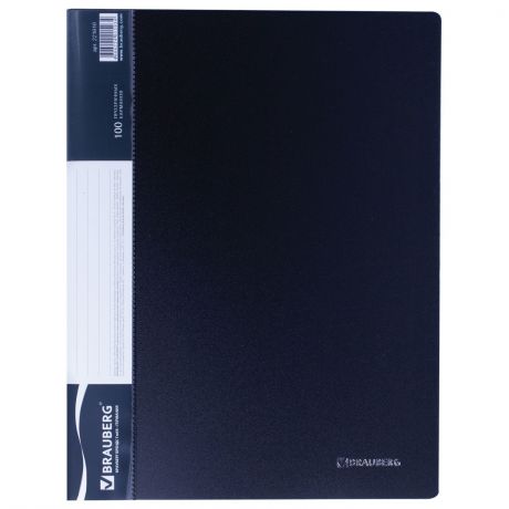 Папка с файлами BRAUBERG 100 вкладышей стандарт, черная, 0,9 мм, черный