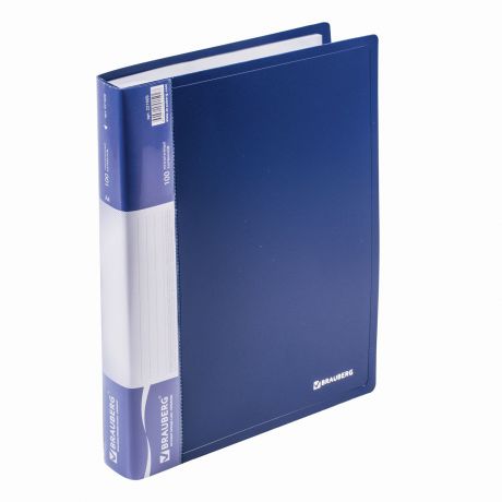 Папка с файлами BRAUBERG 100 вкладышей, синяя, 0,9 мм, синий