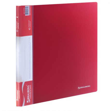 Папка с файлами BRAUBERG 40 вкладышей, красная, 0,7 мм, красный