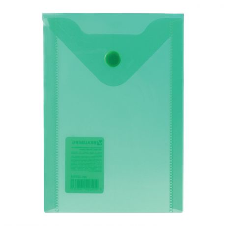 Папка-конверт BRAUBERG с кнопкой, А6, 105х148 мм, 180 мкм, зеленый