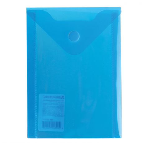 Папка-конверт BRAUBERG с кнопкой, А6, 105х148 мм, 180 мкм, синий