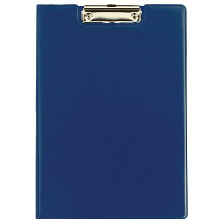 Планшет с зажимом BRAUBERG с верхним прижимом и крышкой, А4, картон/ПВХ, синий