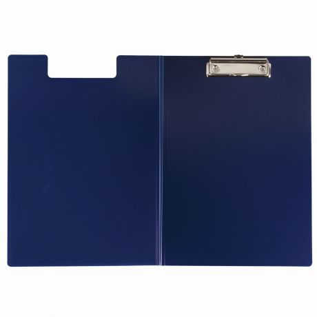 Планшет с зажимом BRAUBERG с верхним прижимом и крышкой, А4, пластик, до 80 л., 1,5мм, синий