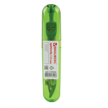 Циркуль BRAUBERG "Klasse", 115 мм, пластиковый пенал, зеленый