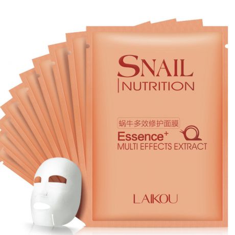 Маска косметическая Laikou набор масок для лица с муцином улитки с антивозрастным эффектом, 10 штук, 30