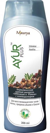 Шампунь для волос Ayur Plus с кондиционером с растениями Шикакай и Ритха, 200 мл