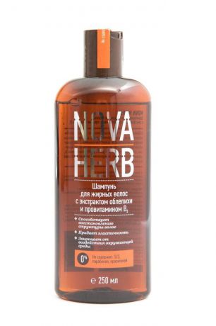 Шампунь для волос Nova Herb с экстрактом облепихи для жирных волос 250 мл