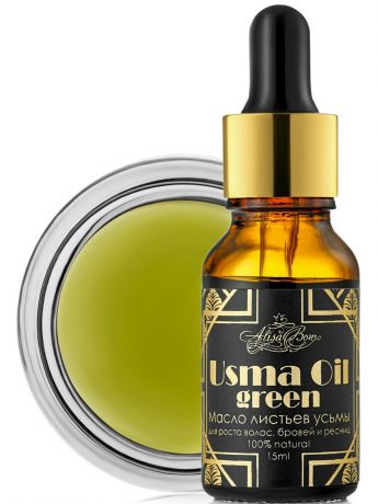 Масло для волос Alisa Bon из листьев усьмы для роста волос, бровей и ресниц "Usma Oil green"