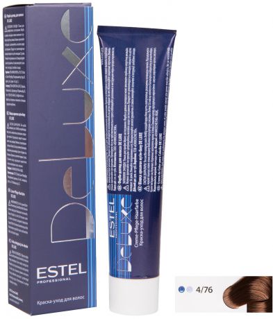 Краска для волос ESTEL PROFESSIONAL 4/76 DE LUXE краска-уход для окрашивания волос, шатен коричнево-фиолетовый 60 мл