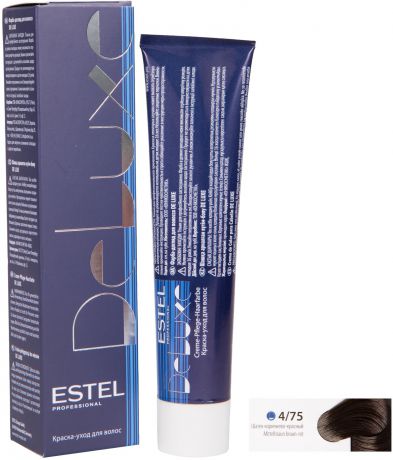 Краска для волос ESTEL PROFESSIONAL 4/75 DE LUXE краска-уход для окрашивания волос, шатен коричнево-красный 60 мл