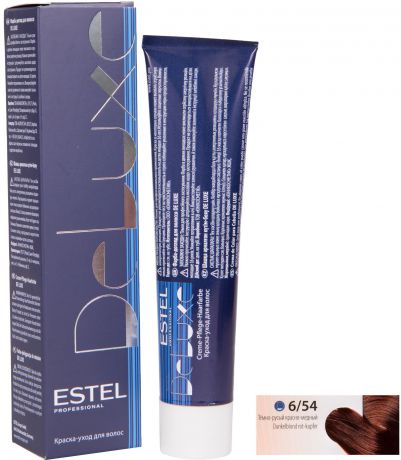Краска для волос ESTEL PROFESSIONAL 6/54 DE LUXE краска-уход для окрашивания волос, темно-русый красно-медный 60 мл