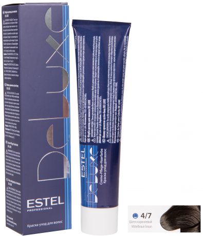 Краска для волос ESTEL PROFESSIONAL 4/7 DE LUXE краска-уход для окрашивания волос, шатен коричневый 60 мл