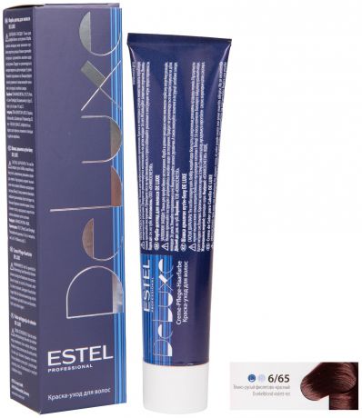 Краска для волос ESTEL PROFESSIONAL 6/65 DE LUXE краска-уход для окрашивания волос, темно-русый фиолетово-красный 60 мл