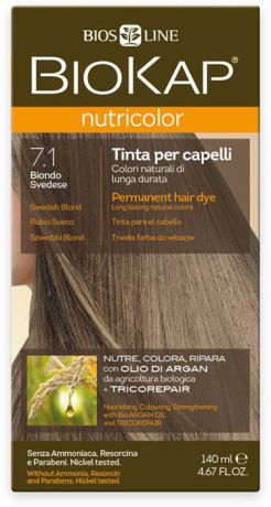Краска для волос BioKap, тон 7.1 Шведский Блондин (пепельный), 140 мл