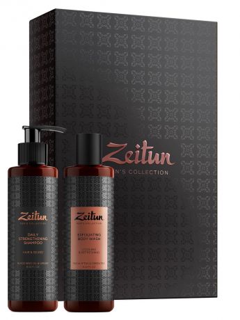Набор косметики для ухода за кожей Зейтун Для мужчин "Экспресс уход": укрепляющий шампунь и освежающий гель-скраб для душа, 300