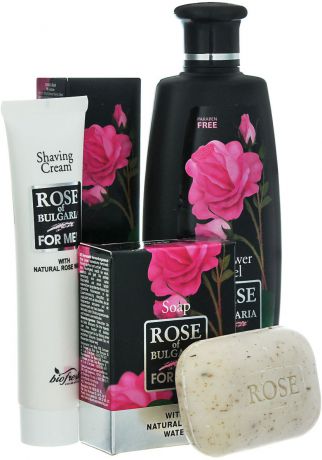 Rose of Bulgaria for men Подарочный набор мужской: гель для душа-шампунь 2 в 1, 230 мл, мыло для мужчин, 100 г, крем для бритья, 75 мл