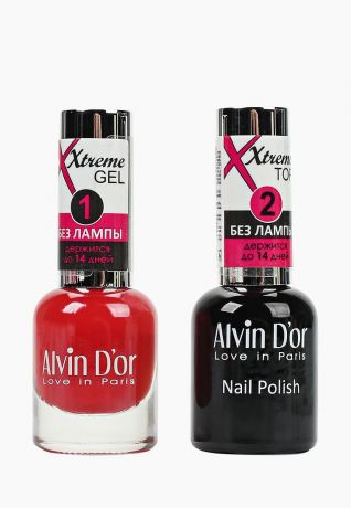 Набор гель-лаков для ногтей Alvin Dor Xtreme (лак+тoп) тон MIX 05, 2 х 15 мл