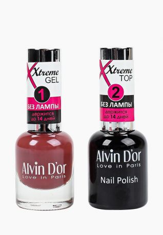 Набор гель-лаков для ногтей Alvin Dor Xtreme (лак+тoп) тон MIX 13, 2 х 15 мл